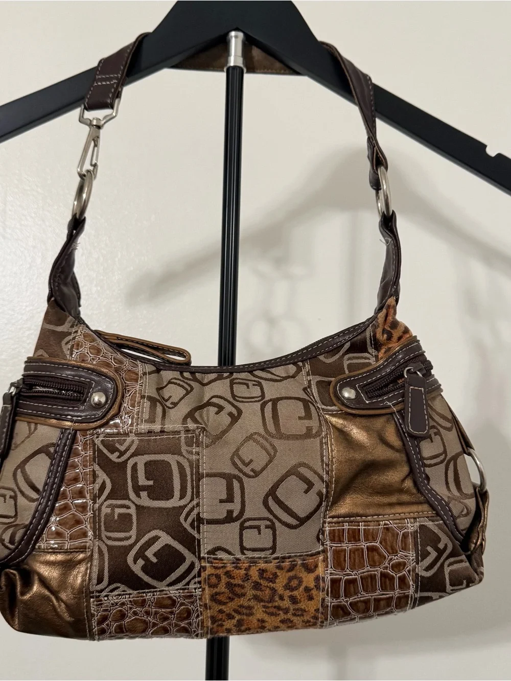 Brown Patchwork Shoulder Bag - Stylish Women's Handbag